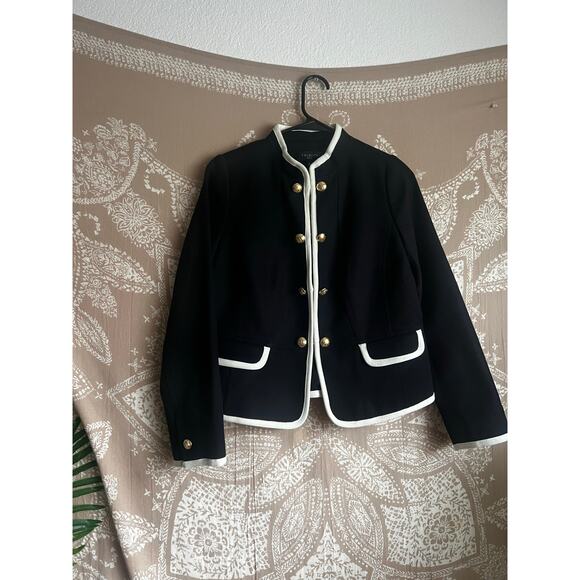 NWT Talbots Military Officer Jacket Gold Buttons Black W/ White Trim Jacket - Picture 3 of 10